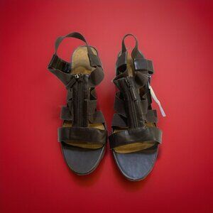 Airstep‎ Tamanna Woman's Size 11M Brown Zip Front Sandals Sling Back Heels